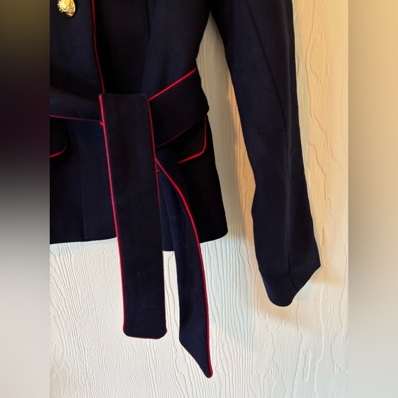 Banana Republic x Olivia Palermo Navy Blue Military Belted Button Blazer Jacket - Picture 17 of 17